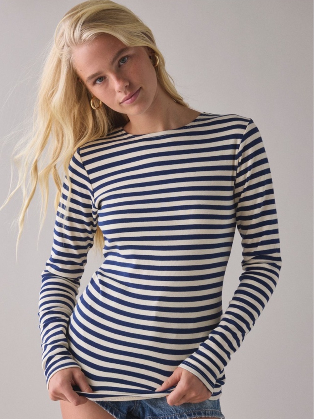 Deadstock Vintage By UO Striped Long Sleeve Tee - Black & White